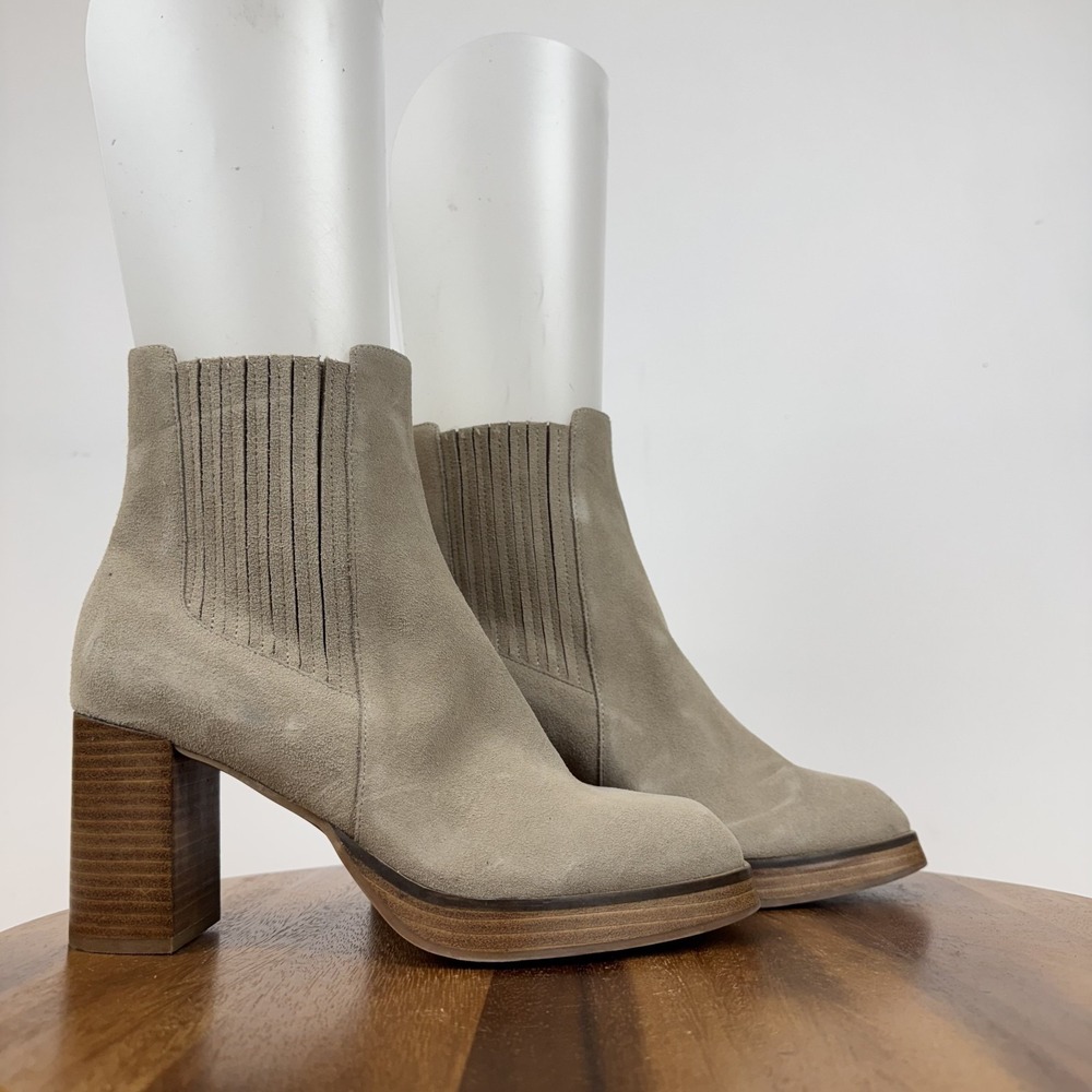 New Womens Splendid Andromeda Gray Suede Heeled Square Toe Ankle Boots Size 8.5